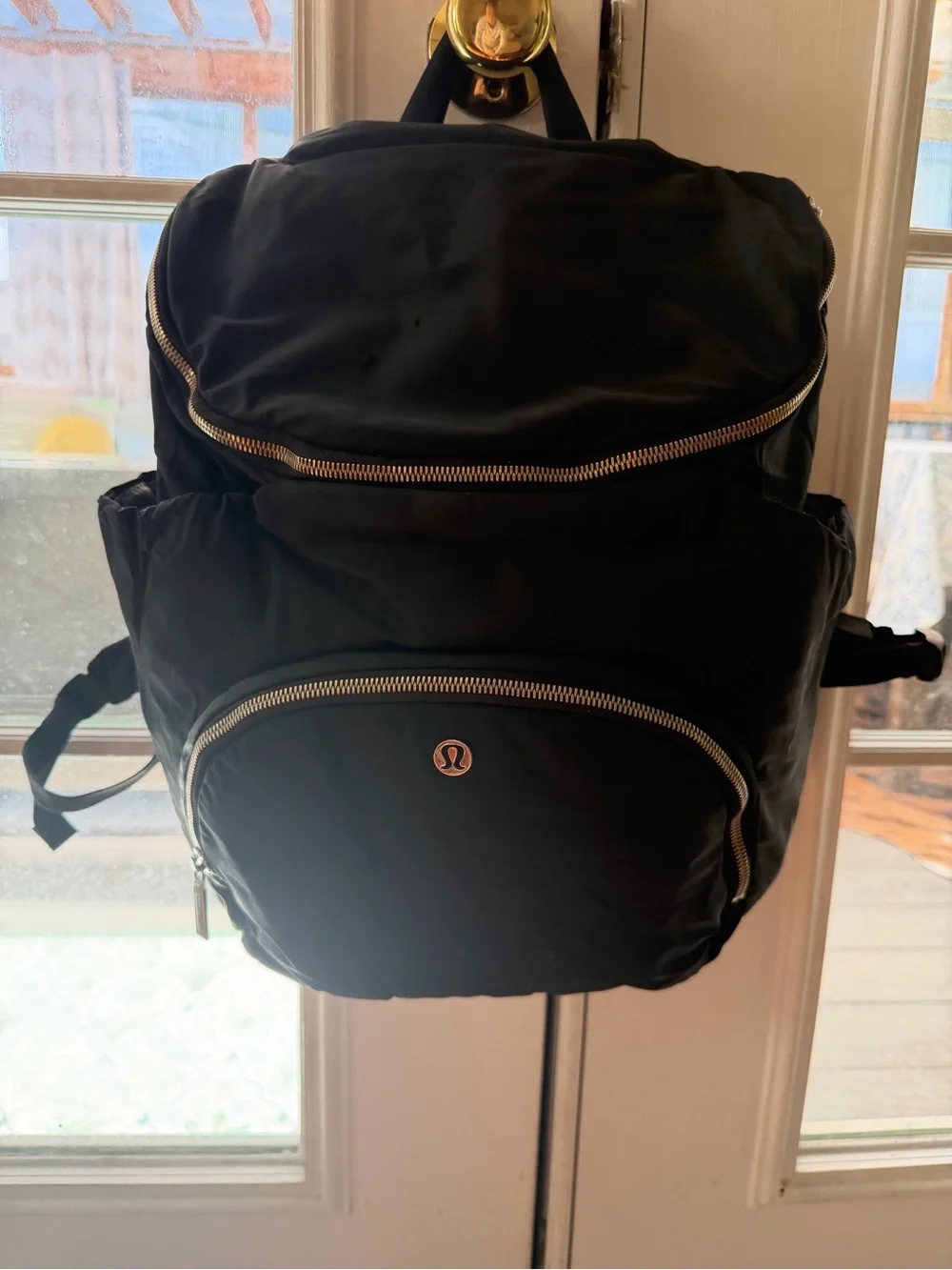 lululemon athletica Black Backpack with Silver Zippers